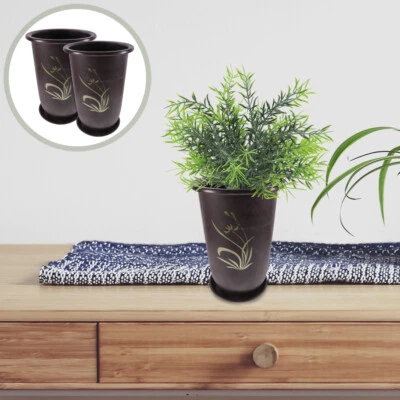 2 piezas maceta pequeña para plantas en maceta con platillo macetas para orquídeas vivero Foto 1 de 4