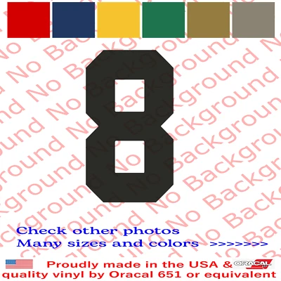 Number Eight 8 Vinyl Die Cut Decal Sticker Jersey Sport Athlete Basketball SP046 - Image 1 of 4