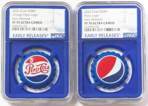 2022 SILVER CHAD PEPSI LOGO 500 FRANCS BLUE CORE NGC PROOF 70 UC EARLY RELEASES - Picture 1 of 2