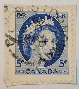 Canada Postage ~ Queen Elizabeth II ~ Blue 5¢ Stamp ~ Cancelled/Posted - 07 - Picture 1 of 6