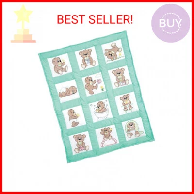 Jack Dempsey Needle Art Teddy Bears 9" Nursery Quilt Blocks - Image 1 of 2