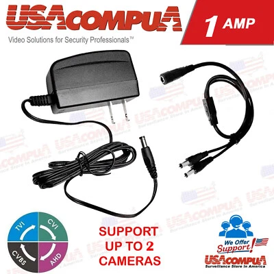 Lorex Q-See Swann Security CCTV Camera Power Adapter with 2 way Splitter 1 AMP - Image 1 of 4