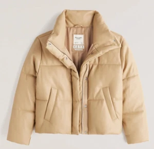 New Abercrombie Cafe Au Lait Vegan Leather Quilted Mini Puffer Size Extra Large - Picture 1 of 4