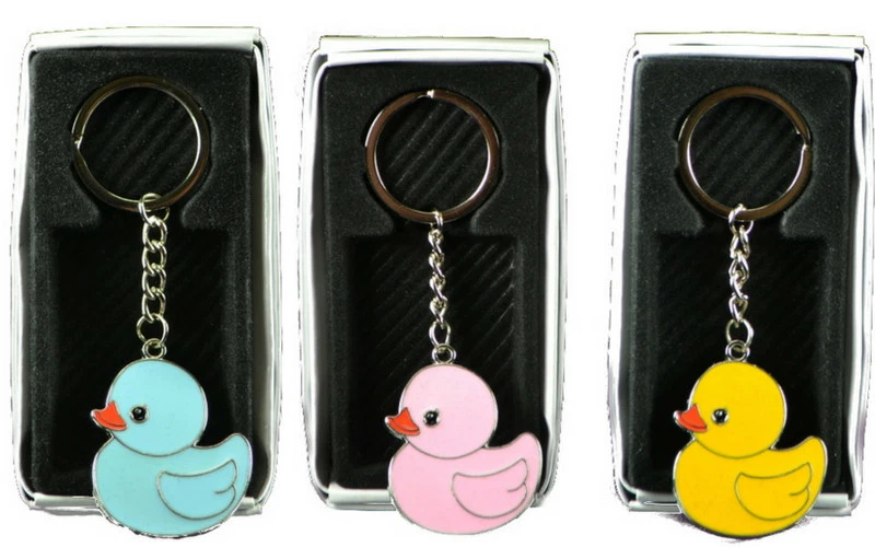 12 piezas Llavero de metal para baby shower decoraciones temáticas de pato favores de pato rosa azul  Foto 1 de 1