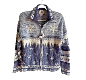 VTG Tiara International Sweater Women's M Fair Isle Nordic Winter Cardigan Y2K - Picture 1 of 17