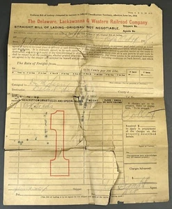 1918 Delaware Lackawanna & Western Railroad DL&W Bill of Lading to Detroit MI - Picture 1 of 12
