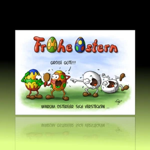 10 witzige Osterkarten, Postkarten, lustiger Cartoon, Osterpostkarten Ostereier - Bild 1 von 2