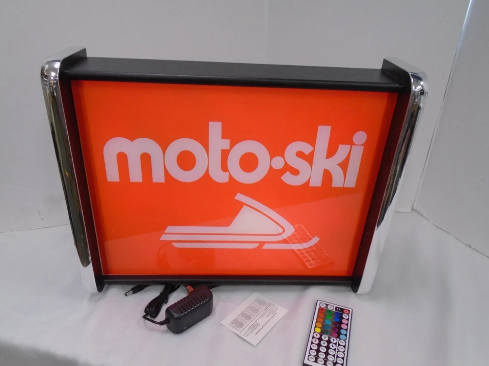 Moto-Ski Snowmobiles Orange LED Display lighted sign lightbox Wall Hanging Light - Image 1 of 4