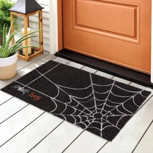 Halloween Welcoming Spiderweb Welcome Outdoor Doormat, Black - Picture 1 of 2