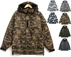 Mens Quality Stylish Ski Snowboard Hood Jacket Jumper Parka Coat MILITARY S-3XL - Picture 1 of 17