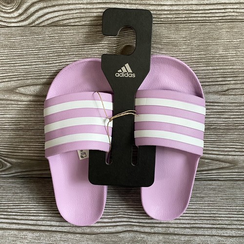 Adidas donna Adilette Aqua Cloudfoam Slides NUOVO NUOVO NUOVO NUOVO COME lilla bianco
