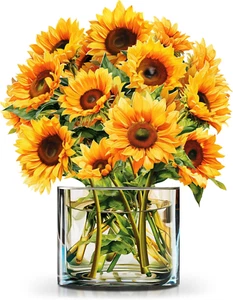 Paper Pop-Up Flower Card, Sunflower, Forever Flowers Bouquet 3D Popup Greeting C - Picture 1 of 12