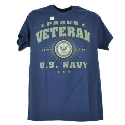 Camiseta azul hombre adulto veterano militar orgulloso de la Marina de los Estados Unidos Foto 1 de 3