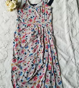 Rachel Rachel Roy mittlerer Tankdress grau Blumenmuster Kunsthalstuch Midi gefüttert Stretch neu mit Etikett - Bild 1 von 9