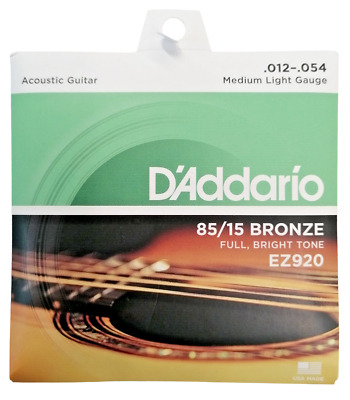 D'Addario 85/15 Full Bronze 6 String Soft Acoustic Guitar Medium Light 12-54
