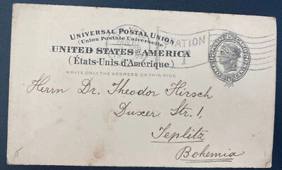 1909 New York USA Postal Stationery Postcard  Cover To Teplitz Czechoslovakia - Image 1 of 2