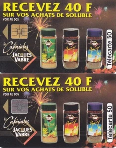 LOT DE 2 TELECARTES 50 unités. . LES CAFERIALES JACQUES VABRE. 1994. - Picture 1 of 1