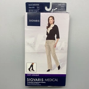 SIGVARIS 843 SUAVE OPACO 20-30 PUNTA CERRADA HASTA LA RODILLA NEGRO TALLA MS MEDIANO CORTO - Imagen 1 de 4