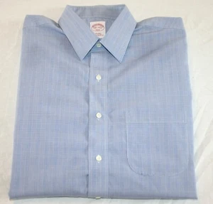 Brooks Brothers Camicia Abito Non Ferro Uomo 15,5 34/35 NUOVO Blu Chek - Foto 1 di 4