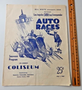 1947 1st Annual Los Angeles 500 Autorennen Programm Kostenloser Versand siehe Bilder - Bild 1 von 7