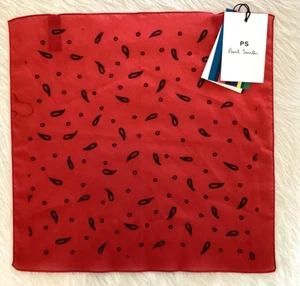NUEVO PS Paul Smith Hombres Patrón Paisley Rojo Bolsillo Cuadrado Algodón Nuevo con Etiquetas $55 USD/£40 - Imagen 1 de 7