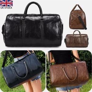 Men Women Leather Gym Sport Shoulder Bag Travel Overnight Luggage Handbag UK - Picture 1 of 15