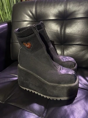 Años 90 Y2K Cuero LUICHINY Plataforma Malla Botas Zapatos Gótico España Para Mujer Talla 8 Foto 1 de 4