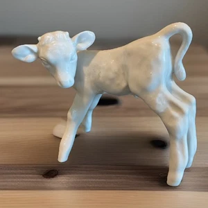 Meissen Porcelain Calf Figurine Crossed Swords Hallmark Germany 1815-1924 Signed - Picture 1 of 14