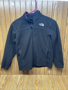 North Face Jacket Boys Medium (10/12) Full Zip Long Sleeve Pockets Black Fleece - Picture 1 of 10