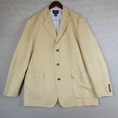 Blazer Brooks Brothers 346 Para Hombre Grande Mezcla de Lino Chaqueta Club No Estructurada Beige Foto 1 de 4