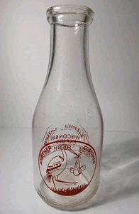 1950s Vintage Hamm's Dairy Wisconsin Rapids Wisconsin MILK BOTTLE STORK GRAPHIC - Picture 1 of 24