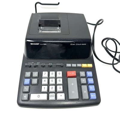 SHARP EL-2196Bl 12 Digit 2 Color Printing Electronic Calculator w/ Power Cord - Image 1 of 4