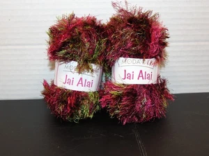 Lot of 2 Skein Moda Dea Jai Alai Eyelash Yarn 2 oz Coats Damson Colorful Fuzzy - Picture 1 of 4