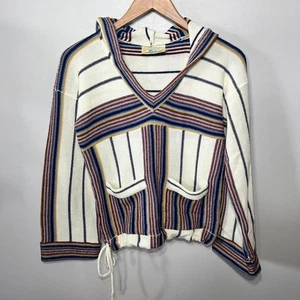K Mart Vintage 80er Pullover Acryl Pulli Kapuze Grunge Hippie Boho Multi Streifen S - Bild 1 von 7