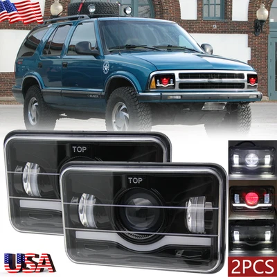 NEW 2x 4x6" LED Headlights Hi-Lo DRL For Chevrolet S10 Blazer 1994-1997 6000K - Image 1 of 4