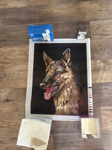 needlepoint canvas German Sheppard Dog printed 18.5 by 14 - Picture 1 of 8