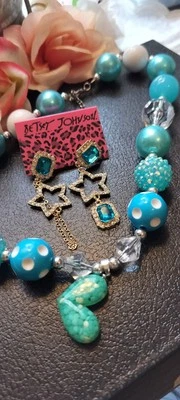 Betsey Johnson Movie Princess Bubblegum Choker/Necklace & Asymmetrical Earrings - Image 1 of 4