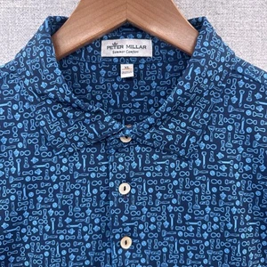 Peter Millar Summer Comfort Golf Polo Shirt Mens XL Blue Bottle Openers Resort - Picture 1 of 15
