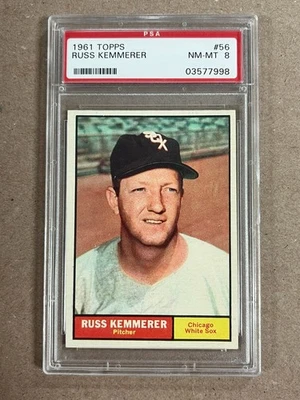 1961 Topps Russ Kemmerer #56 Medias Blancas de Chicago graduado PSA 8 casi nuevo-como nuevo Foto 1 de 2