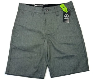Volcom Boys Frickin Chino Shorts Waist 26 Youth Size 12 Gray Modern Flat Front - Picture 1 of 7