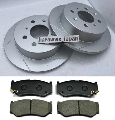For Suzuki 91-98 Cappuccino EA11R EA21R Rear Slotted Brake Rotors Sport Pads Set - Image 1 of 4