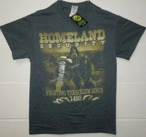 Homeland Security Native American Indian Fighting Terrorism T Shirt Small Gray - Picture 1 of 10