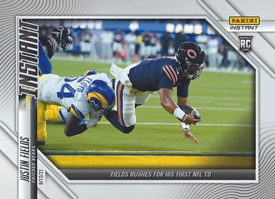 2021 PANINI INSTANT NFL #21 JUSTIN FIELDS - RUSHES FOR FIRST NFL TD IN DEBUT - Image 1 of 2