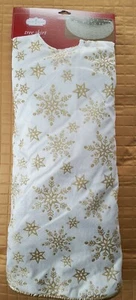 Trim A Home Off White Christmas Tree Skirt w Gold Sparkle Snowflakes & Trim NIP! - Picture 1 of 5