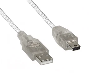 DINIC USB 2.0 Kabel A Stecker auf 5pin mini Stecker, AWG 28/26, transparent, 2 m - Bild 1 von 4