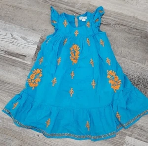 Roller Rabbit Dress Girls Size 4 Boho Hippie Anthropoligie Blue Orange - Picture 1 of 4