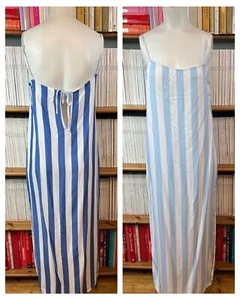 Vestido de Natación Mara Hoffman Damas Talla UK 10 M Maxi Azul Rayas Lateral Dividido Sena - Imagen 1 de 17