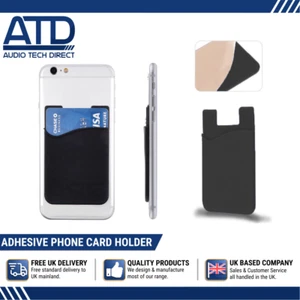 Téléphone Porte-Carte Silicone Adhésif Argent Poche Étui Portefeuille Sûr Noir - Photo 1 sur 12