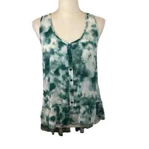 New Lily White Top Women's Size Medium Green Tie Dye Sleeveless Lightweight - Picture 1 of 7