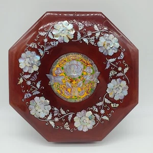 China antique Mother of Pearl Inlay Lacquer Wooden Octagon Jewelry Bento Box - Picture 1 of 9